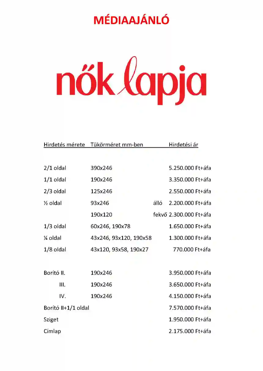 Nők Lapja médiaajánló 4