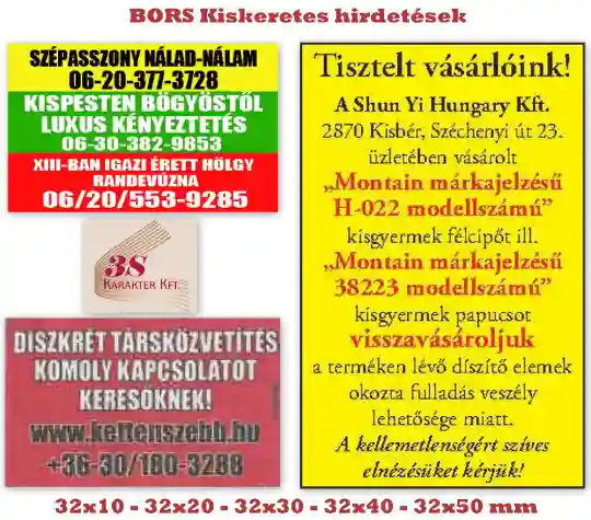 Bors hirdetés keretben 1
