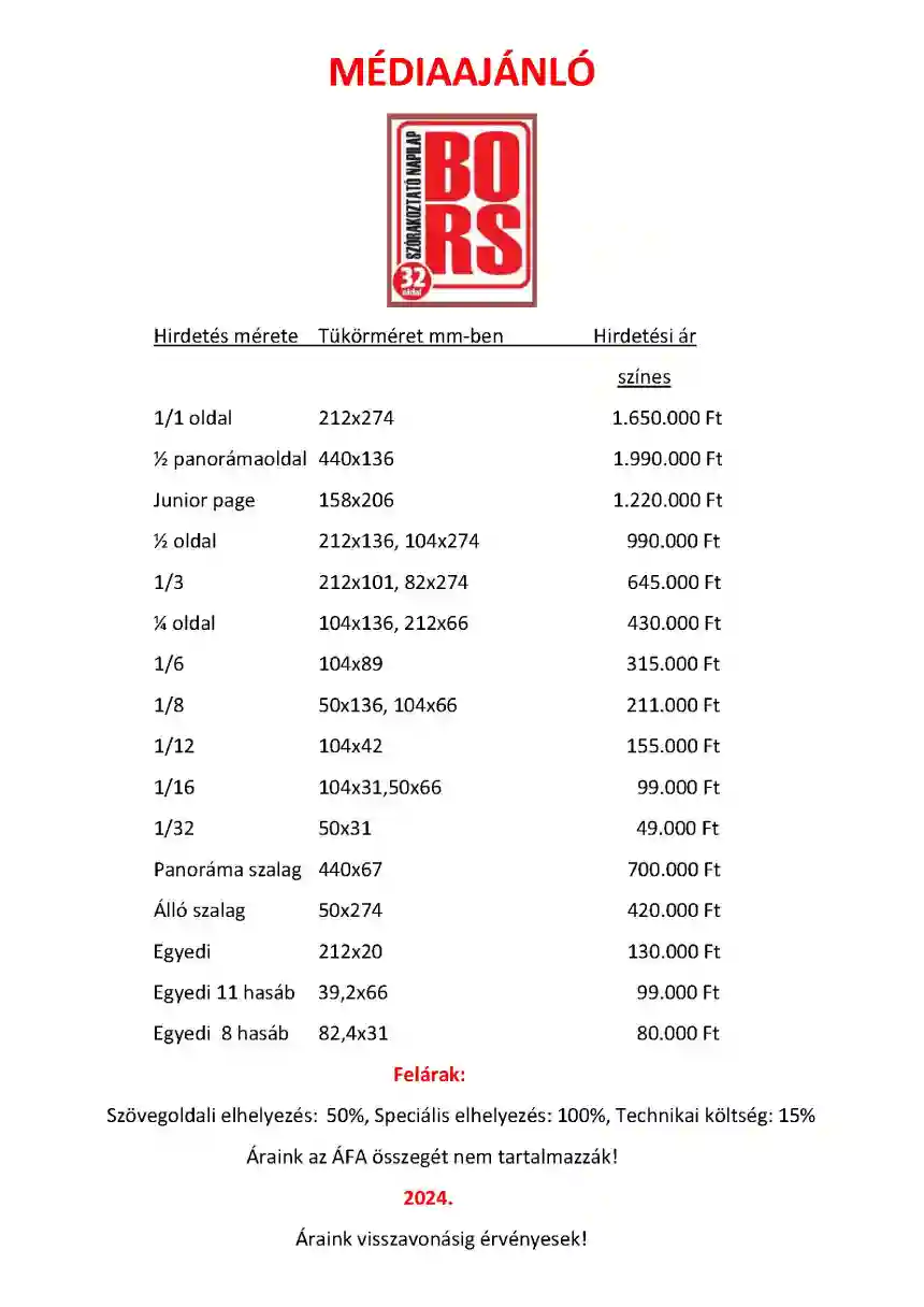 Bors médiaajánló 1