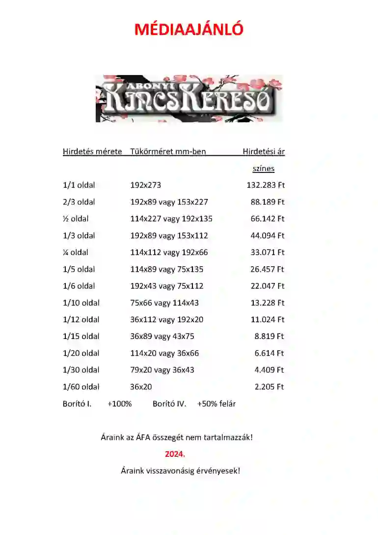 Abonyi Kincskereső médiaajánló 1