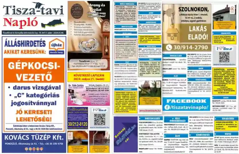 Tisza-tavi Napló hirdetés 22 Tisza-tavi Napló hirdetés2