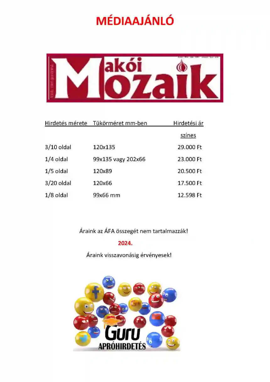 Makói Mozaik médiaajánló 1