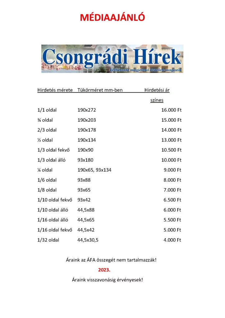 Csongrádi Hírek médiaajánló 1