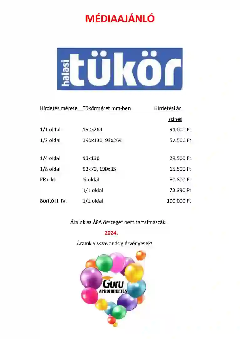 Halas Tükör médiaajánló 1