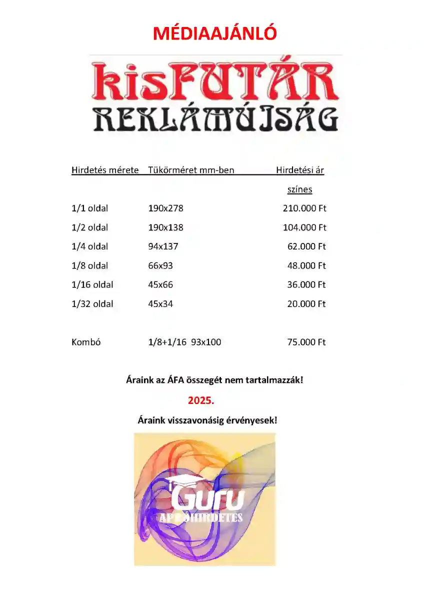 Kisfutár Reklámújság médiaajánló 1