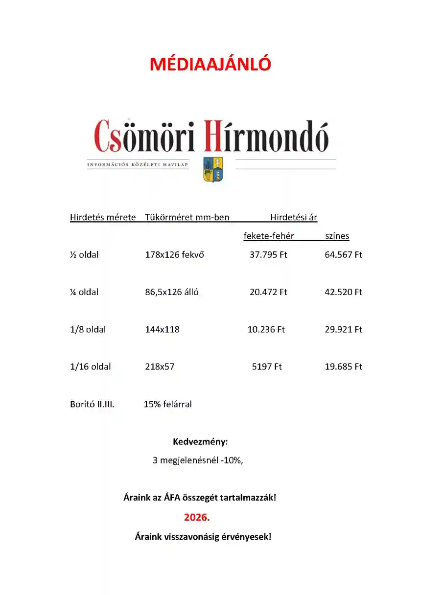 Csömöri Hírmondó médiaajánló 1