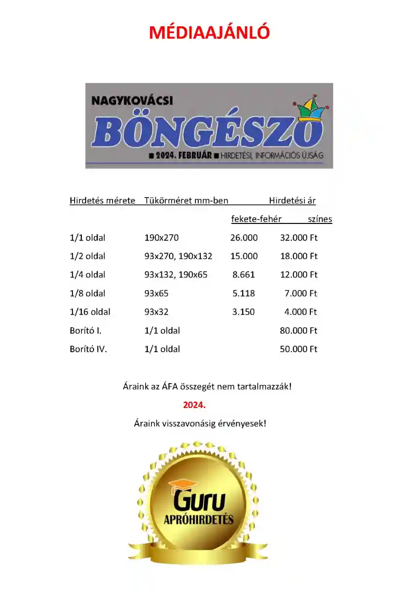 Nagykovácsi Böngésző médiaajánló 4