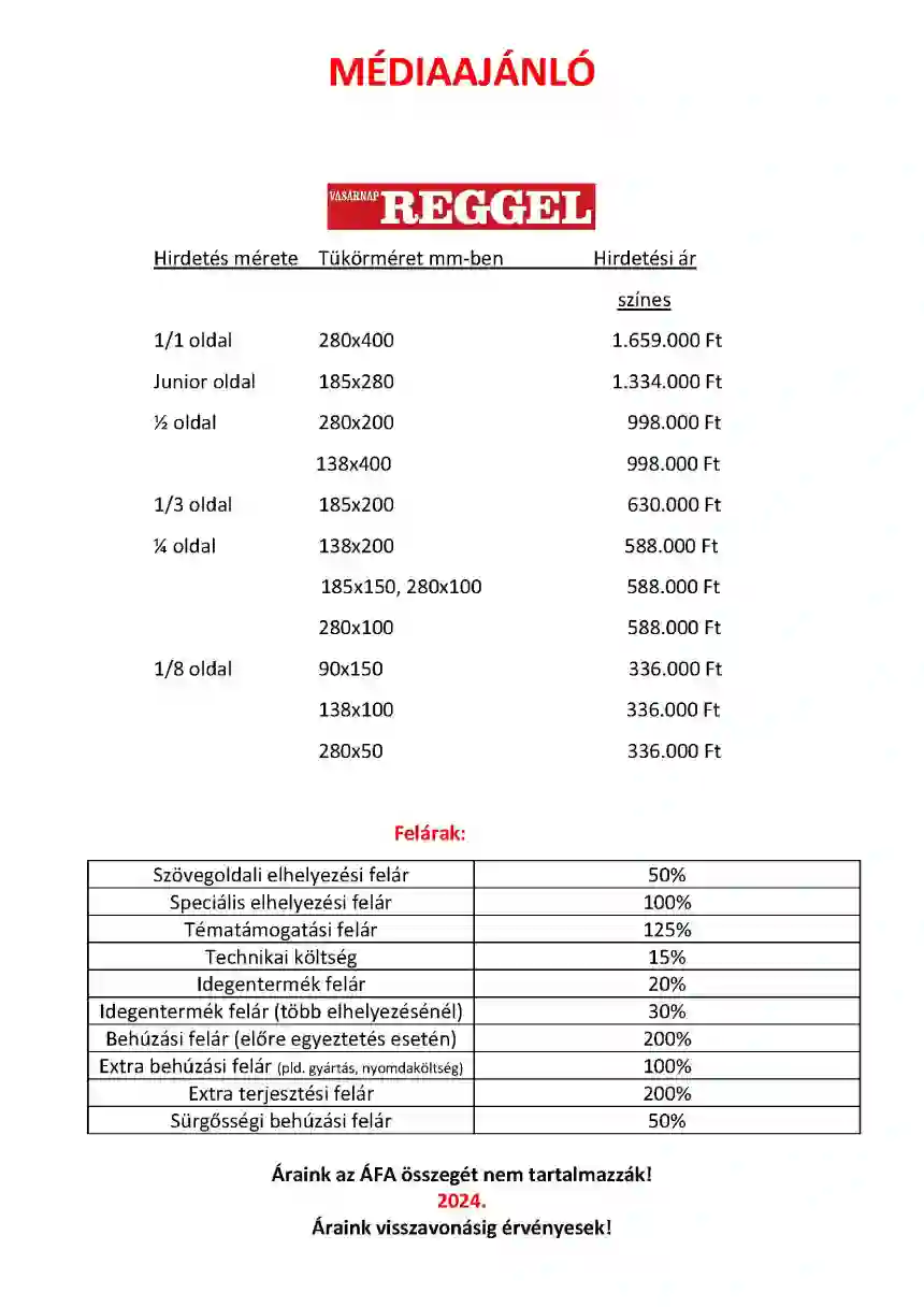 Vasárnap Reggel hirdetés 1