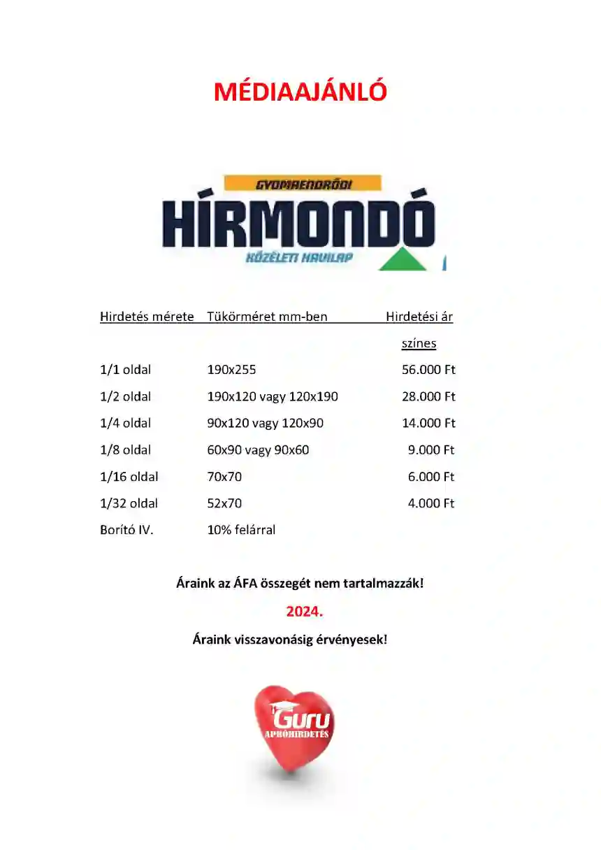 Gyomaendrődi Hírmondó médiaajánló 1