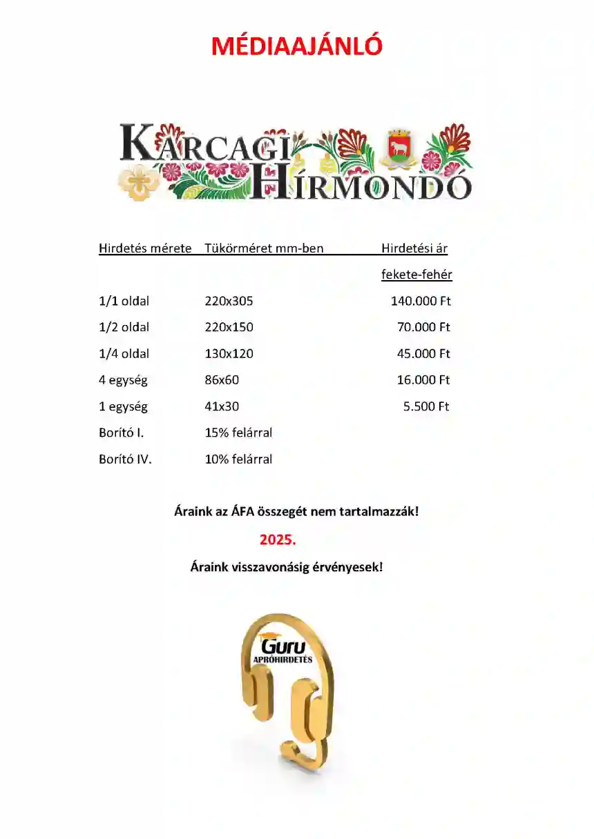 Karcagi Hírmondó médiaajánló 1