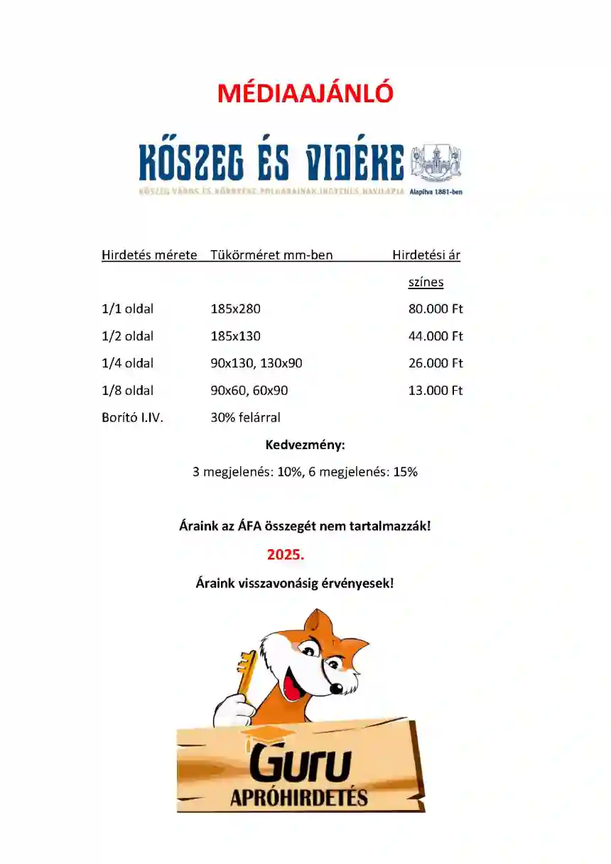 Kőszeg és Vidéke médiaajánló 1
