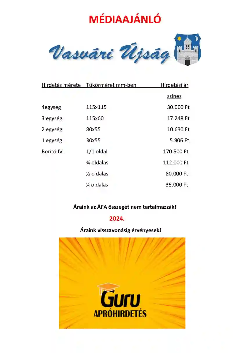 Vasvári Újság médiaajánló 1