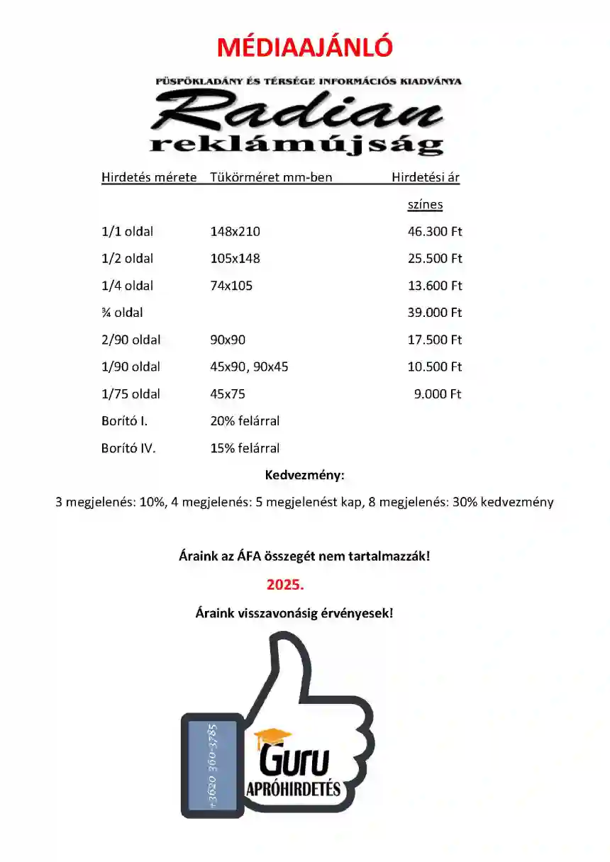 Radian Reklámújság médiaajánló 19 Radian Reklámújság médiaajánló 5