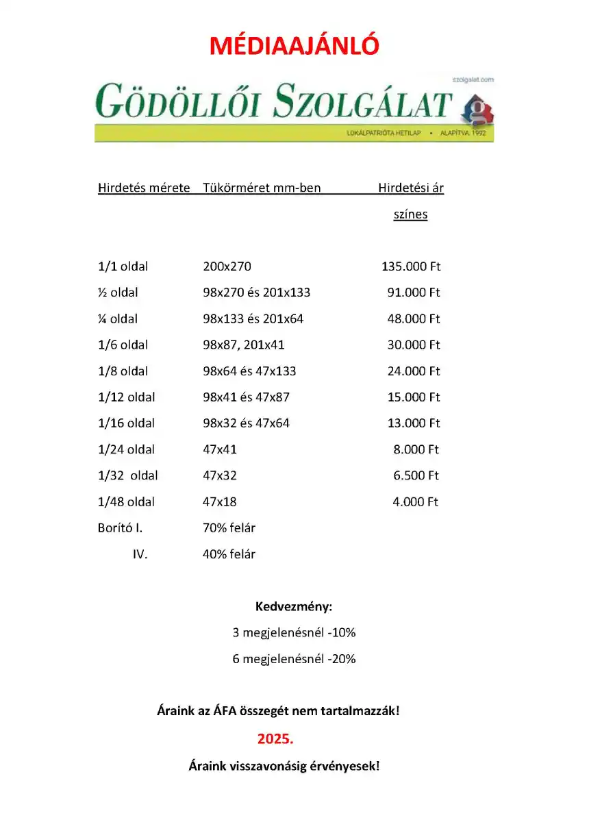 Gödöllői Szolgálat médiaajánló 1