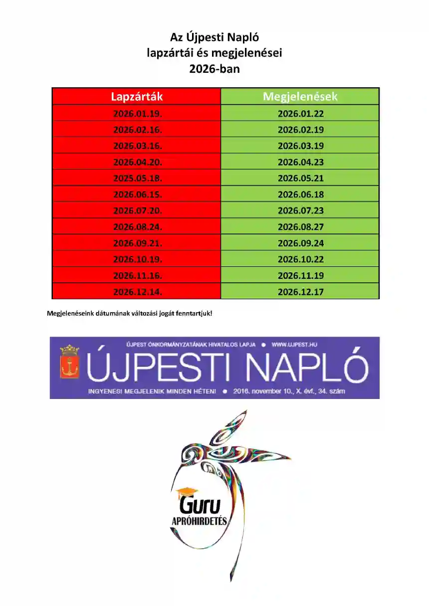 Újpesti Napló megjelenés