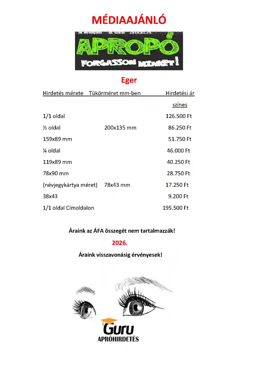 Apropó Eger médiaajánló