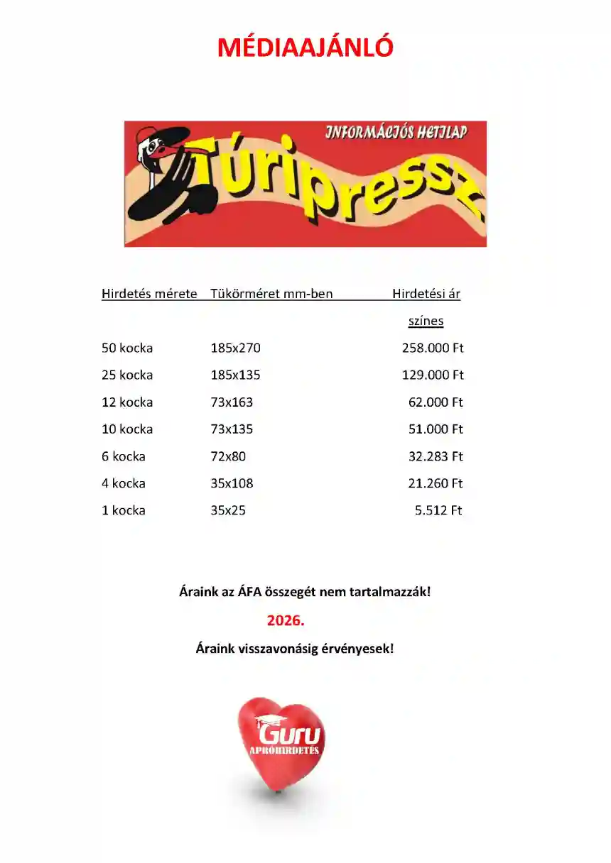 Túripressz médiaajánló