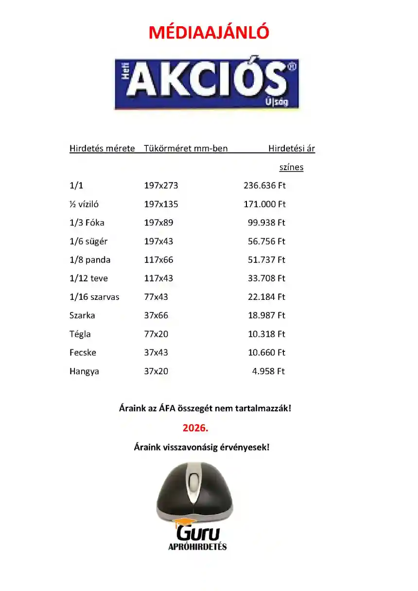 Heti Akciós Újság hirdetés