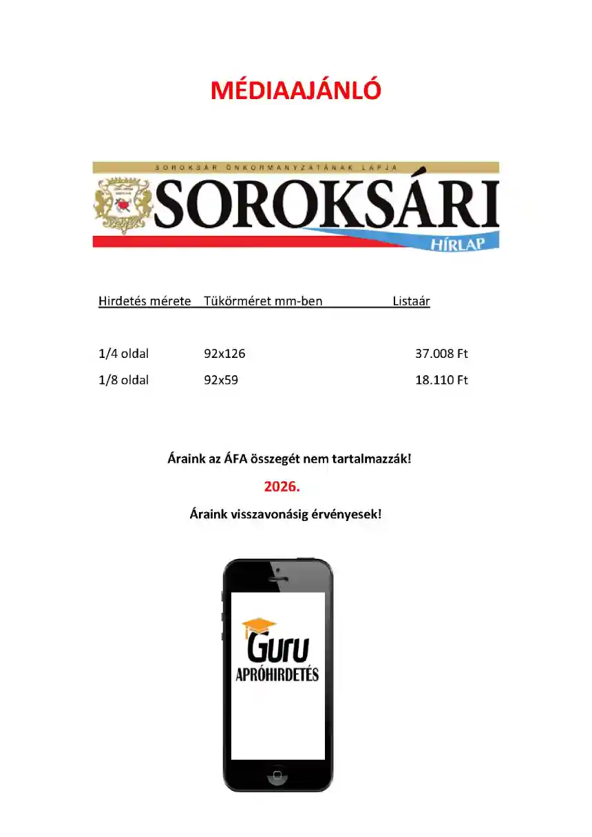 Soroksári Hírlap médiaajánló